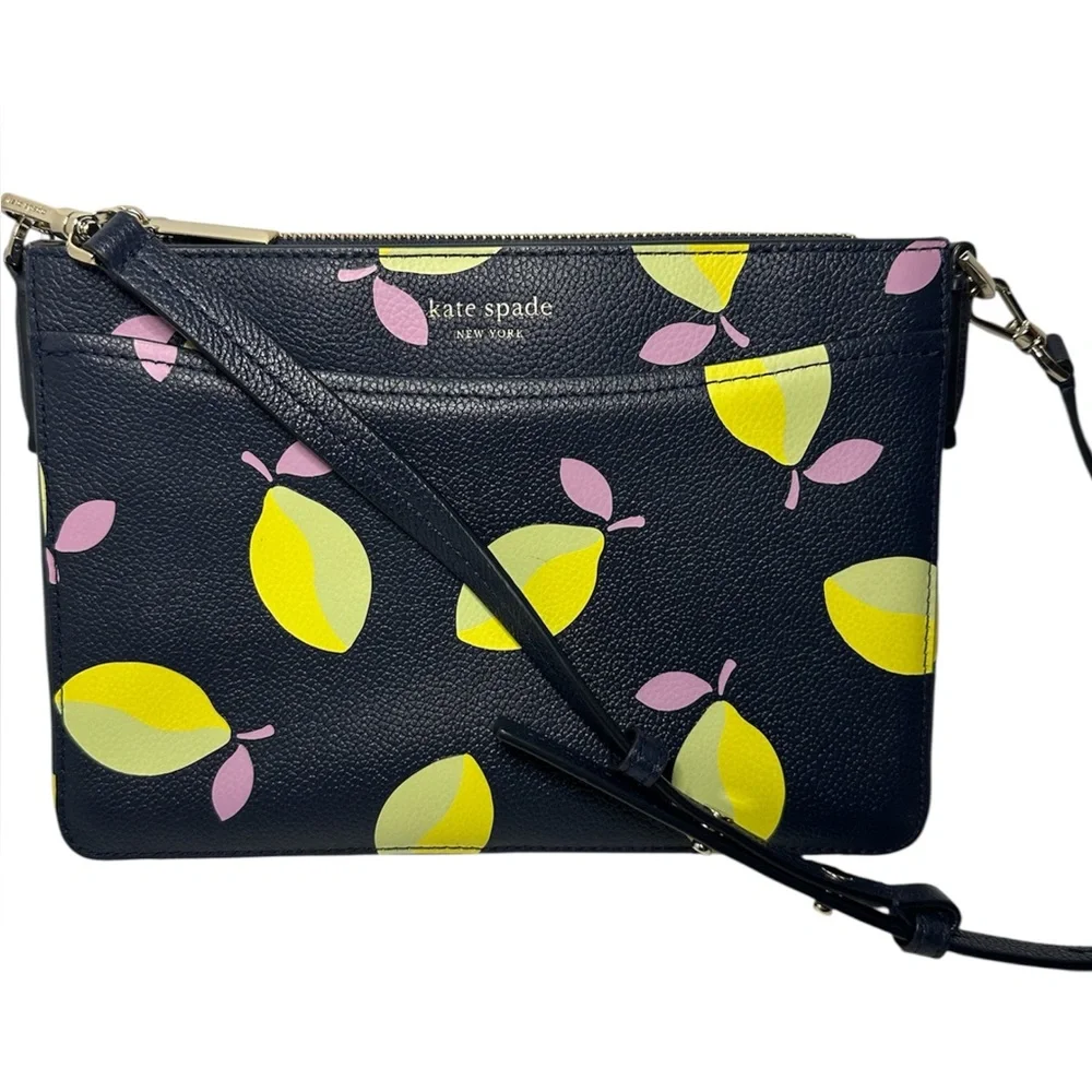 Kate Spade EUC Margaux Lemons Grained Leather Convertible Crossbody